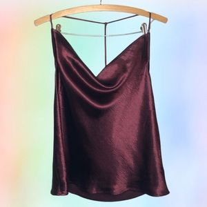 Express Satin Cowl Neck T-Back Cami